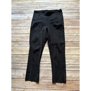 Lululemon Women Fast Free Crop II LW6AKHS size 4 Nulux Black